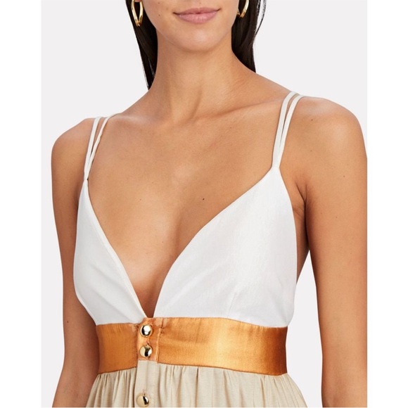 Kimberly Goldson Mari Copper Multi Tiered Maxi Dress Size 8 - Picture 5 of 16